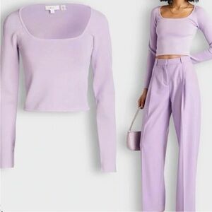 A.L.C. Belle Square Neck Crop Top in Deep Lilac Size Medium